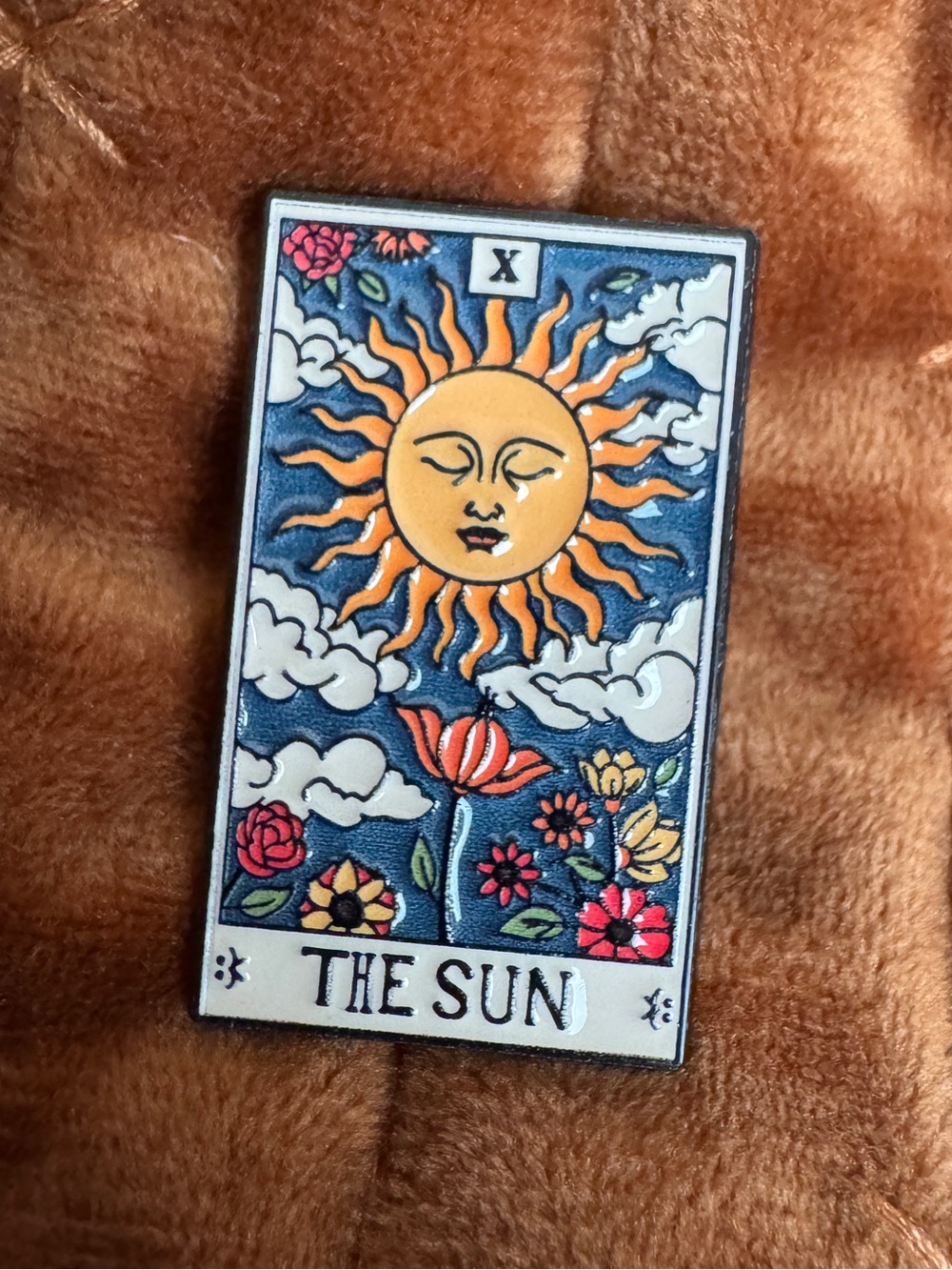The Sun Tarot Card Enamel Pin Celestial Witchy Floral